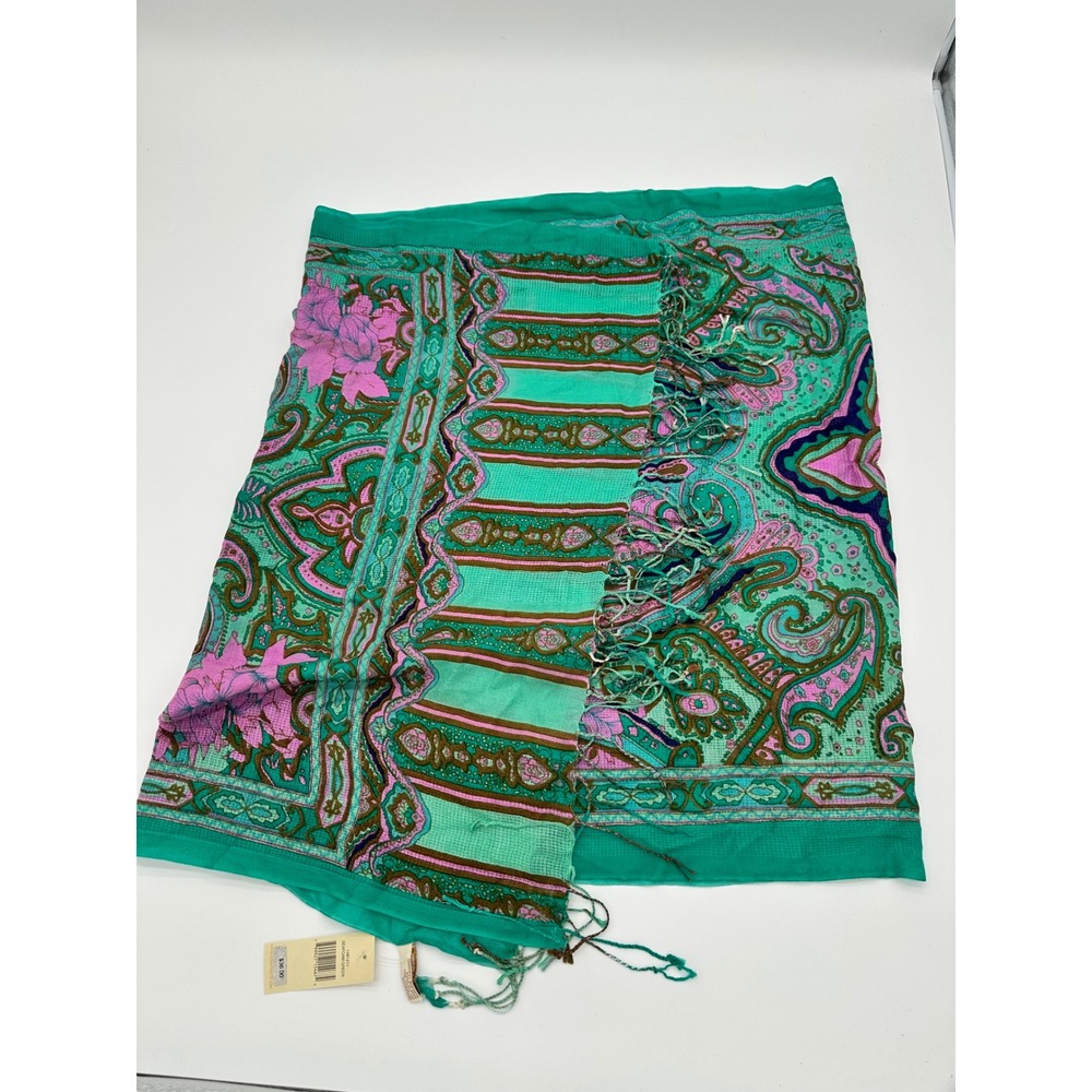Collection 18 Scarf Womens Paisley Floral Fringe Wrap‎ Seafoam Green
